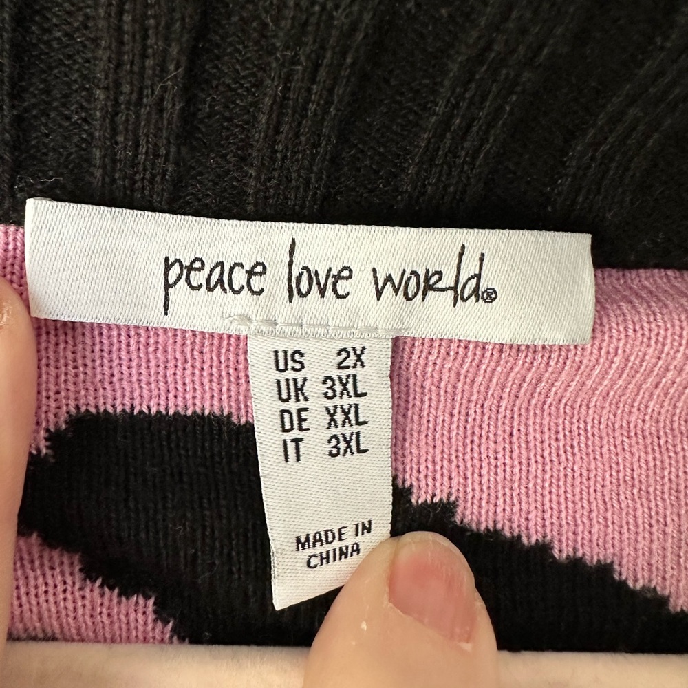 🎨 Peace Love World Cardigan 2X Colorful Graphic Oversized Pockets - Picture 4 of 11